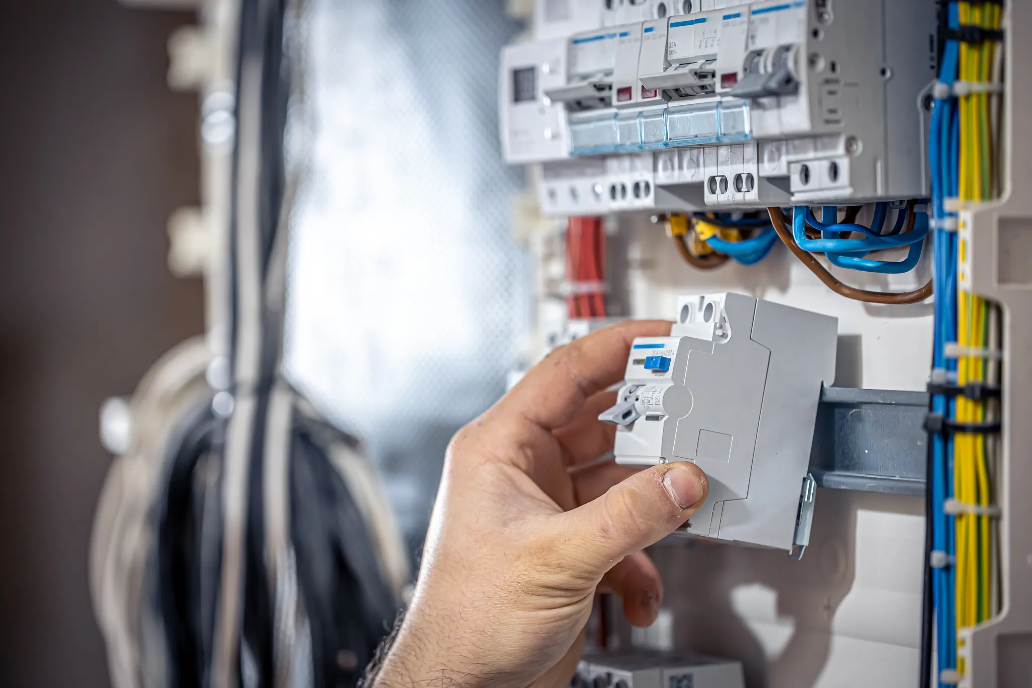 Electrician Installing A Fuse Switch