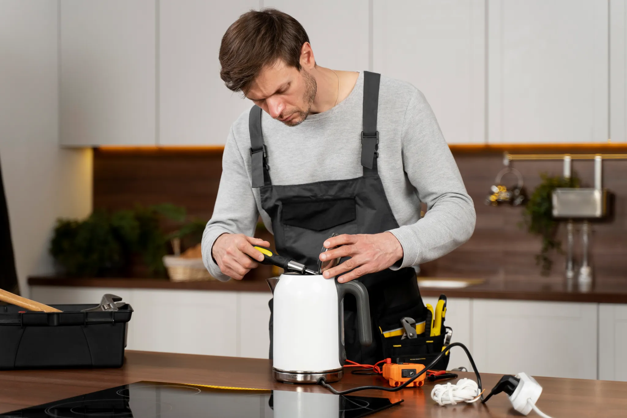 Electrician Repairing A Kettle